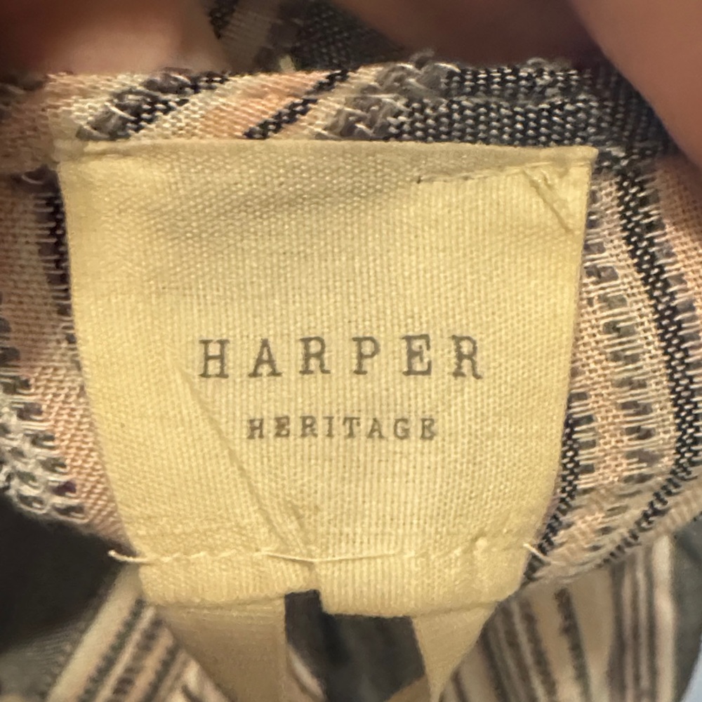 Harper Heritage Chic Striped Button-Down Blouse Tie-Front Flowy Top Shirt Small - Picture 10 of 13